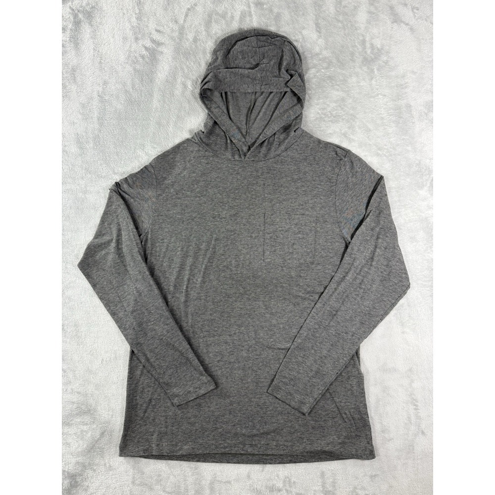 Vineyard Vines Shirt Mens Small Grey Pinstripe Hooded Long Sleeve Performance